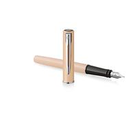 Waterman Allure Stylo plume de qualité supérieure - Orange clair pastel avec bordure chromée - Corps en métal - Pointe fine - Boîte cadeau