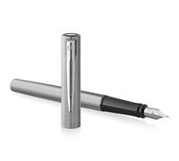 Waterman Allure Stylo plume en métal de qualité supérieure - Chrome brossé - Pointe fine - Encre noire - Boîte cadeau