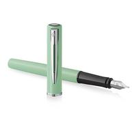Waterman Allure Stylo plume vert menthe pastel avec bordure chromée Pointe fine Encre noire Boîte cadeau