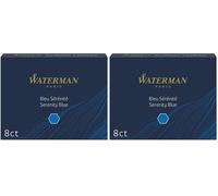 WATERMAN boîte de 8 cartouches longues, couleur Bleu Sérénité effaçable pour Stylo plume (Lot de 2)