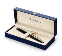 Waterman Carène Black Sea stylo plume | noir ultra-brillant avec clip doré à l’or 23 k | plume fine | cartouche d'encre bleue | coffret cadeau