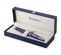Waterman Carène Stylo plume | laque bleue avec finition palladium | Plume moyenne en or massif 18K | Encre bleue | Coffret cadeau
