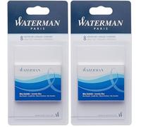 Waterman cartouches d’encre pour stylo plume | format long « international » | couleur Bleu Sérénité | lot de 8 sous blister (Lot de 2)