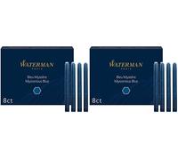 Waterman cartouches d’encre pour stylo plume | format long « standard » | couleur Bleu Mystère | boîte de 8 (Lot de 2)
