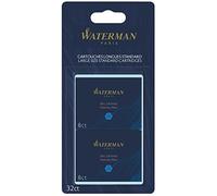 Waterman cartouches d’encre pour stylo plume - format long « standard » - couleur Bleu Sérénité - Lot de 32