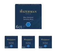 Waterman cartouches d’encre pour stylo plume | format standard international « petit » | couleur Bleu Sérénité | boîte de 6 (Lot de 4)