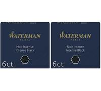 Waterman cartouches d’encre pour stylo plume - format standard international « petit » - couleur Noir Intense - boîte de 6 (Lot de 2)