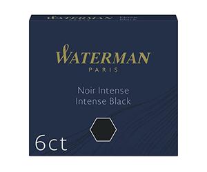 Waterman cartouches d’encre pour stylo plume | format standard international « petit » | couleur Noir Intense | boîte de 6