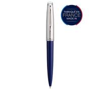 WATERMAN Emblème stylo bille, bleu, attributs chromés, recharge bleue pointe moyenne, Coffret cadeau