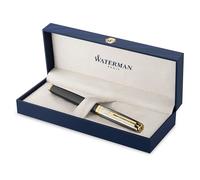Waterman Exception Stylo plume | Métal et laque noire avec finition or et Capuchon ciselé | Plume moyenne en or 18 carats | Coffret cadeau
