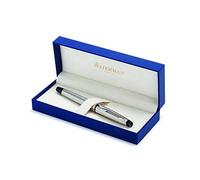 Waterman Expert Acier Satiné Attributs Chromés Stylo Plume Pointe Moyenne - Dans Son À Crin
