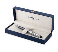 WATERMAN Expert Deluxe Stylo bille | Laque métallique Gris | capuchon métal | recharge bleue pointe moyenne | Coffret cadeau