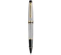 WATERMAN Expert Roller, Acier Inoxydable, recharge noire pointe fine, Coffret cadeau Acier G