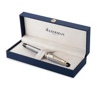 Waterman Expert stylo plume | acier inoxydable avec attributs dorés à l'or fin 23 k | plume fine | coffret cadeau
