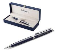 Waterman Hémisphère Stylo à bille avec gravure - Stylo d'écriture de luxe personnalisé - Cadeau élégant pour homme et femme - Encre bleue (BLUE C.C.)