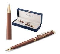 Waterman Hémisphère Stylo à bille avec gravure - Stylo d'écriture de luxe personnalisé - Cadeau élégant pour homme et femme - Encre bleue (COPPER RED G.T.)