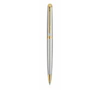 Waterman – Stylo à bille Hémisphère – Acier, attributs dorés, pointe moyenne, encre bleue