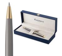 Waterman Stylo bille métallique Hémisphère - Habillage doré - Corps Gris Pierre - Encre bleue
