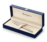 Waterman Hémisphère stylo bille luxe | acier inoxydable avec attributs or fin 23K | pointe moyenne | encre bleue | coffret cadeau