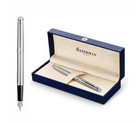 Waterman Hémisphère Stylo plume avec gravure | Cadeau pour homme et femme | Inspiré de la mode parisienne | Personnalisé | Gravure | Encre bleue | Pointe moyenne (acier inoxydable C.C)