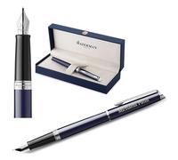 Waterman Hémisphère stylo-plume gravé - cadeau personnalisé pour femmes et hommes - Encre bleue, plume moyenne, design élégant inspiré de la mode parisienne (BLUE C.C.)