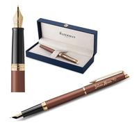 Waterman Hémisphère Stylo plume gravé - Cadeau personnalisé pour homme et femme - Encre bleue - Plume moyenne - Design élégant inspiré de la mode parisienne (COPPER RED G.T.)