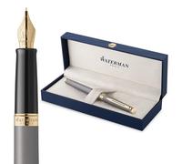 Waterman Hémisphère Stylo plume | L'édition discrète | Gris Pierre | plume fine en acier inoxydable | Encre bleue | Coffret cadeau
