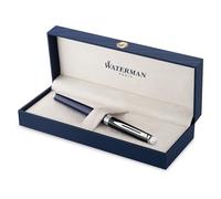 Waterman Hémisphère Stylo roller | laque noire et bleue avec finition palladium | pointe fine | Encre noire | Coffret cadeau