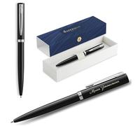 Waterman Impression Stylo à bille gravé - Stylo d'écriture de luxe personnalisé - Élégant cadeau pour homme et femme - Encre bleue (Black CT)