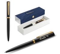 Waterman Impression - Stylo à bille gravé - Stylo d'écriture de luxe personnalisé - Élégant cadeau pour homme et femme - Encre bleue (Black GT)