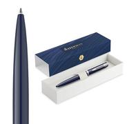 Waterman Impression Stylo bille | Pointe moyenne avec recharge d'encre bleue | Laque bleue avec garniture plaquée palladium | Fabriqué en France | Boîte cadeau