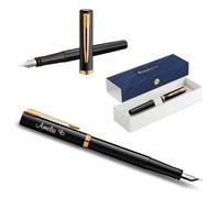 Waterman Impression - Stylo plume avec gravure - Personnalisable - Élégant stylo d'écriture - Cadeau pour hommes et femmes - Encre bleue (Black GT)