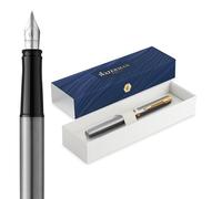 Waterman Impression Stylo plume | Pointe fine avec recharge d'encre bleue | Acier inoxydable avec garniture dorée | Fabriqué en France | Boîte cadeau