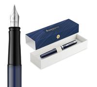 Waterman Impression Stylo plume | Pointe fine avec recharge d'encre bleue | Laque bleue avec garniture plaquée palladium | Boîte cadeau