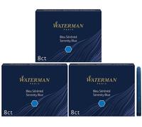 Waterman Lot de 24 recharges pour stylo plume | Cartouches d'encre longues | Bleu sérénité