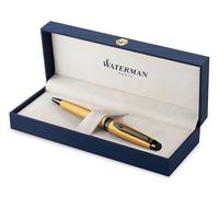 Waterman Stylo à bille Expert Premium | Laque dorée métallique avec bordures en ruthénium noir | Encre noire | Boîte cadeau