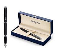 Waterman Stylo plume Hémisphère avec gravure | Cadeau pour homme et femme | inspiré de la mode parisienne | personnalisé | gravé | encre bleue | pointe moyenne (mat noir C.C.)
