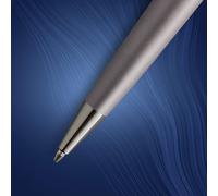 Stylo bille Waterman Expert | Laque argentée métallisée avec finitions ruthénium | Pointe moyenne | Encre bleue | Étui cadeau