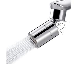 Waternymph Aérateur de robinet d'évier de cuisine en laiton massif - Aérateur de robinet pivotant grand angle double fonction 2 pulvérisateurs pour robinet de cuisine - Pivotant à 360 degrés - Chrome
