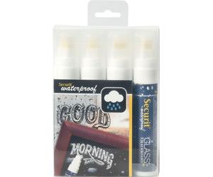 Waterproof marqueur craie, épaisseur : 7-15 mm, blanc, 4 pcs.