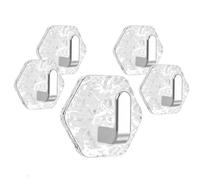 WaterRipple Lot de 5 crochets muraux hexagonaux autocollants Argenté