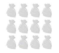 WATIIFUFU 12pcs Pochettes à Bijoux Blanches en Fil de Bambou Cordon Pratique, Motif Dentelle Élégant, pour Rangement D'objets Divers et Emballage Présent
