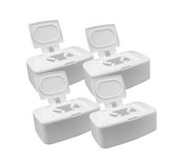 WATIIFUFU 4 pièces Boîte Lingettes Humides Plastique Blanche Capacité Importante Distributeur Étanche Rangement Pratique pour Salon Chambre et Cuisine