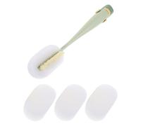 WATIIFUFU Brosse de Nettoyage à Long Manche pour Tasses et Gobelets - Lot de 1 Set de Brosse 3 Recharges - Éponge Résistante Multi-usages en Vert Foncé - pour Bouteilles, Pailles
