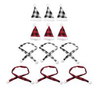 WATIIFUFU Lot de 12 Set de Mini Bonnets de Père Noël et Écharpes à Carreaux Accessoires Décoratifs Légers pour Loisirs Créatifs Fête de Noël Mariage et Décoration DIY Couleurs Assorties
