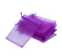 WATIIFUFU Lot de 50 Mini Paquet en Organza Pourpre Cordon, Pochettes Élégantes et Transparentes en Tissu Organza 4x6 Cm, pour Bijoux et Occasions Spéciales