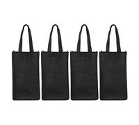 WATIIFUFU Paquet Porte-Bouteilles en Tissu Non Tissé Réutilisable 4 Compartiments 31X18X18 CM avec Fond Rigide Paquet à Vin Noir pour Transport Sécurisé de 4 Bouteilles pour Présents et