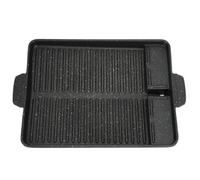 WATIIFUFU Plaque de Cuisson Portable Noir en Alliage D'aluminium Antiadhésive Encoches Anti-fuite D'huile Plateau de Barbecue Coréen pour Maison, Camping et Activités Plein Air