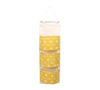 WATIIFUFU Pochette de Rangement Suspendue Étanche Tringle en Bois en Coton Lin Jaune Organisateur Mural Multifonction près du Lit pour Chambre à Coucher