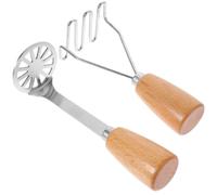 WATIIFUFU Presse-purée avec Manche en Bois en Acier Inoxydable Manuel 2pcs Outil Cuisine Détachable pour Écrasé de Pommes de Terre, Accessoire Pratique Maison